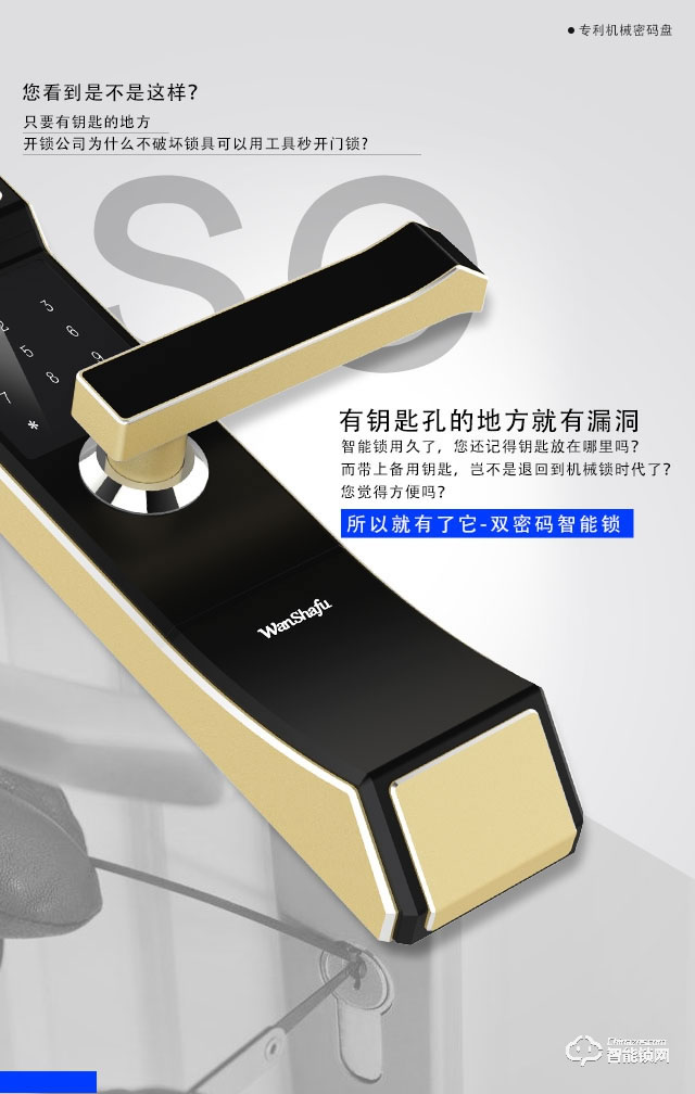 萬廈福智能鎖 F7雙密碼智能鎖