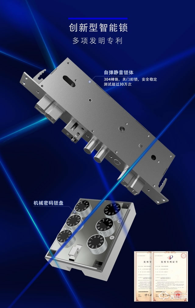 萬廈福智能鎖 F7雙密碼智能鎖