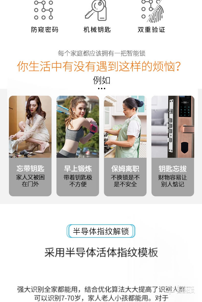我愛我家智能鎖 半導體光學室內防盜鎖