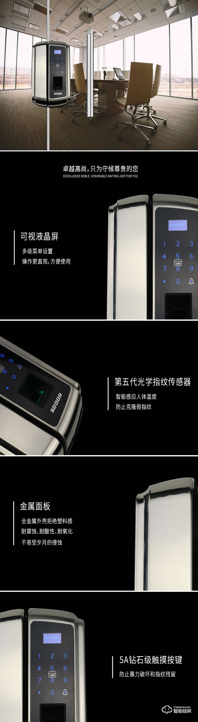 英仕諾智能鎖 辦公玻璃門專用鎖