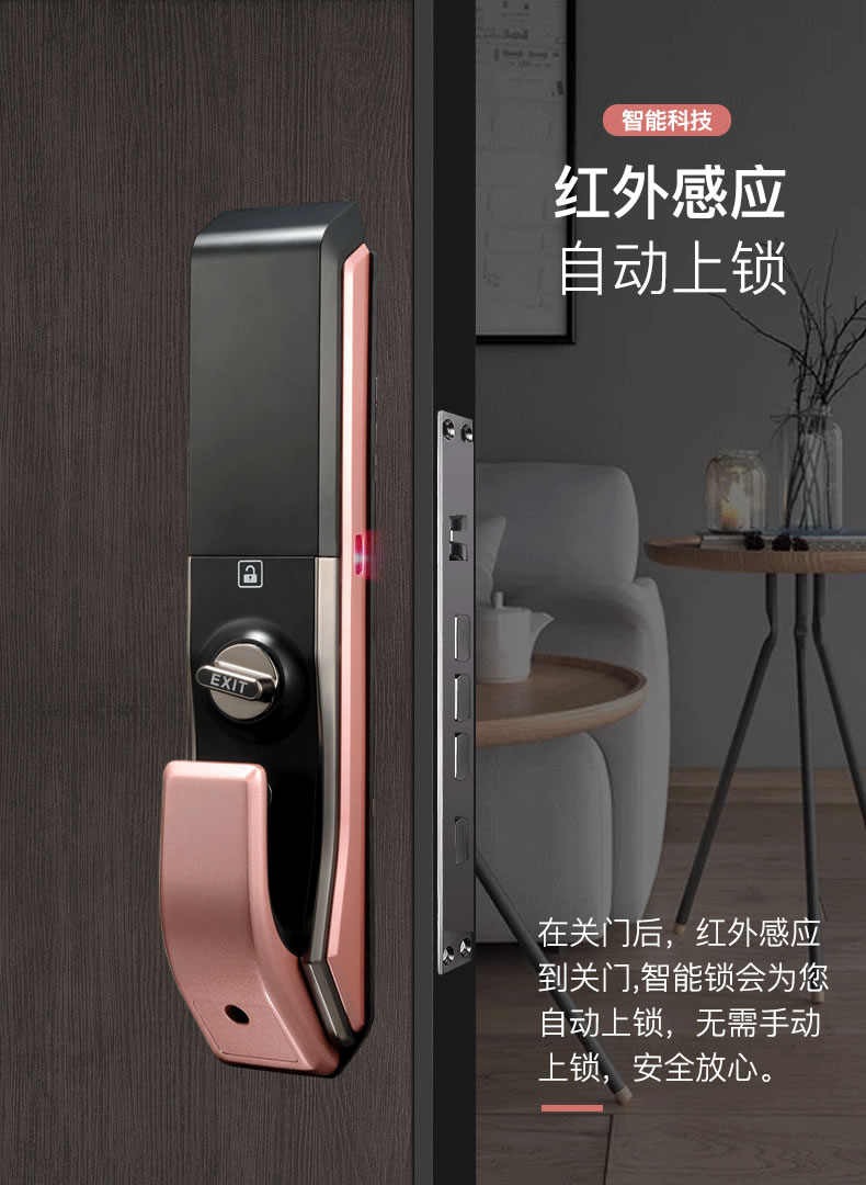 宜恩斯（ens）全自動滑蓋指紋鎖密碼鎖