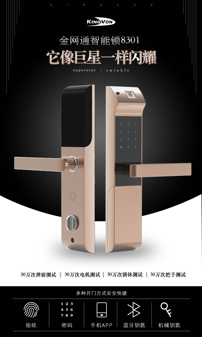 金網(wǎng)通智能鎖 8301臨時(shí)密碼C級(jí)鎖芯智能鎖