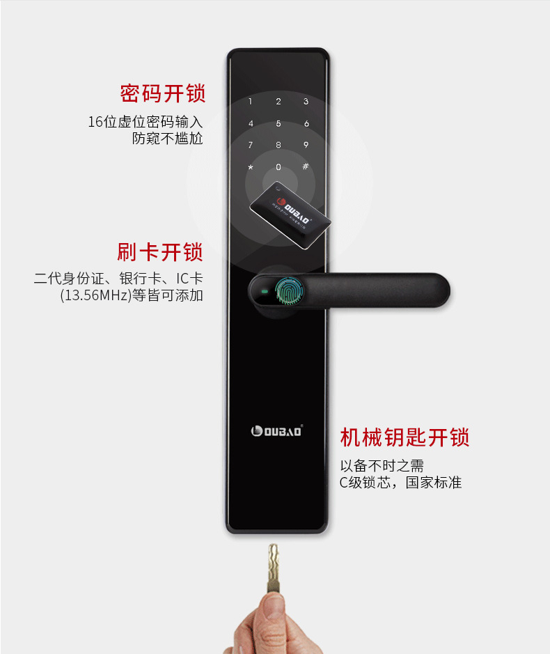 歐寶指紋鎖 小甌高硬度玻璃智能鎖