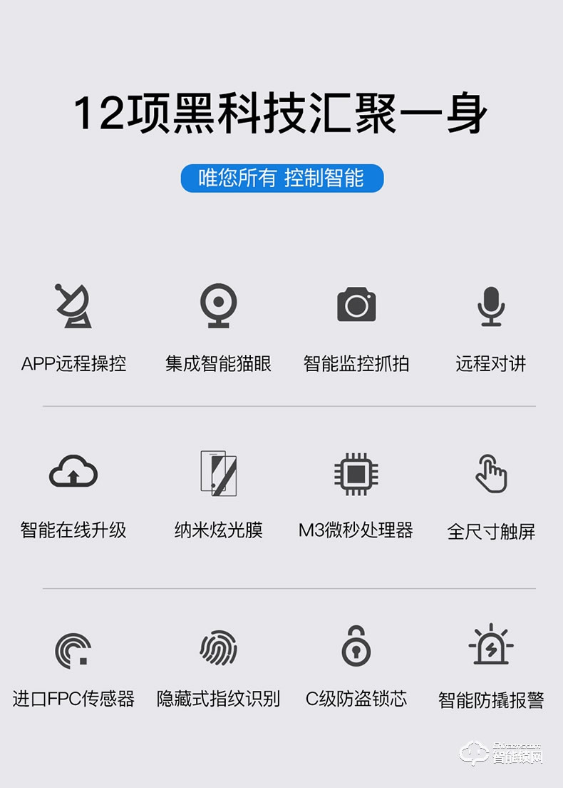 英德曼智能鎖 E3-2家用防盜門智能指紋密碼鎖