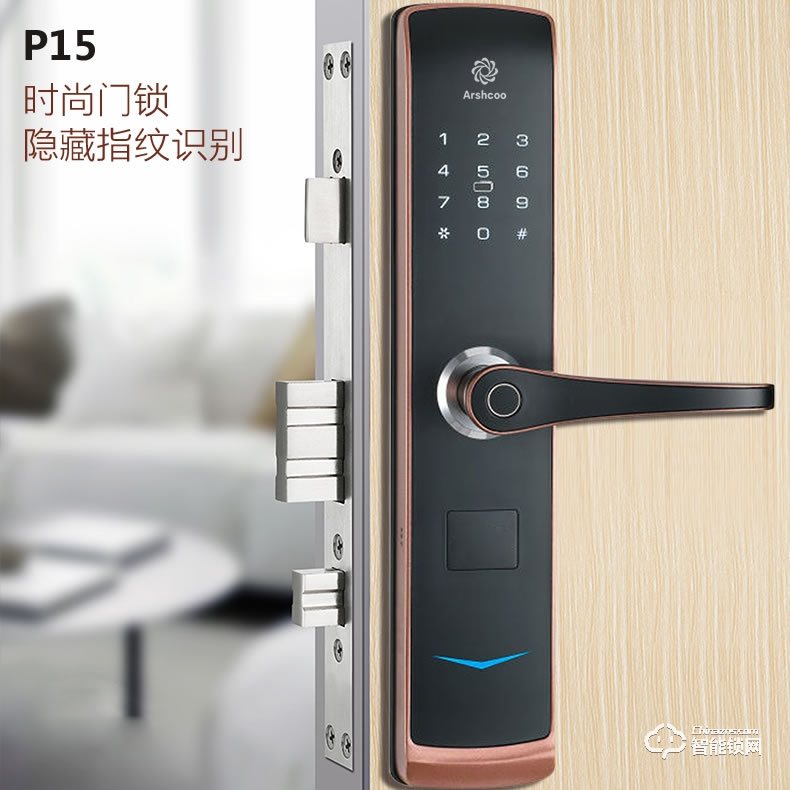 雅仕格智能鎖 P15時尚門鎖隱藏指紋識別