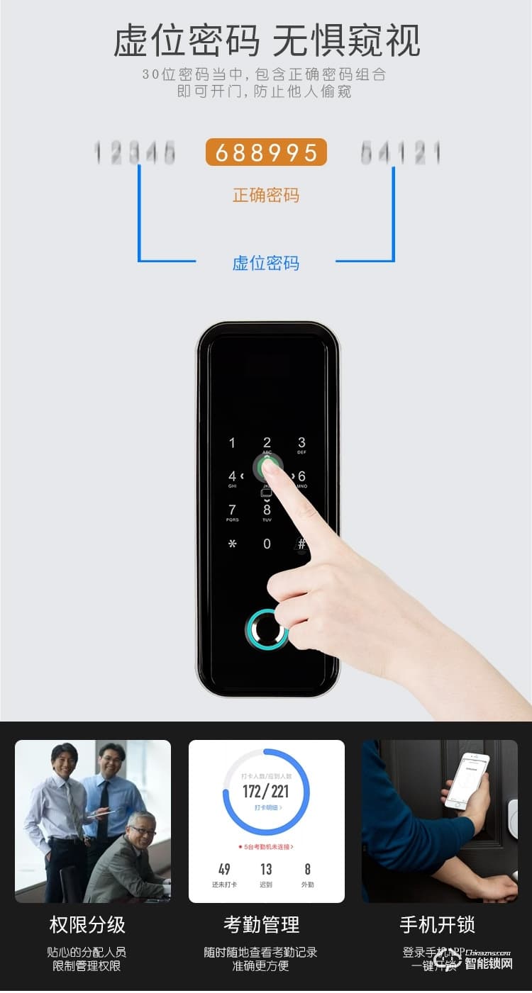 復旦申花智能鎖 A1辦公室玻璃門鎖