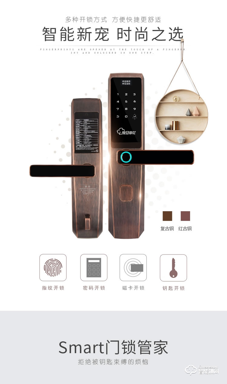 復旦申花智能鎖 E3家用防盜門智能門鎖