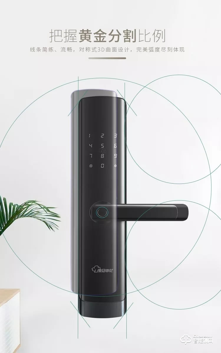 復旦申花智能鎖 C3曲面屏全自動智能鎖