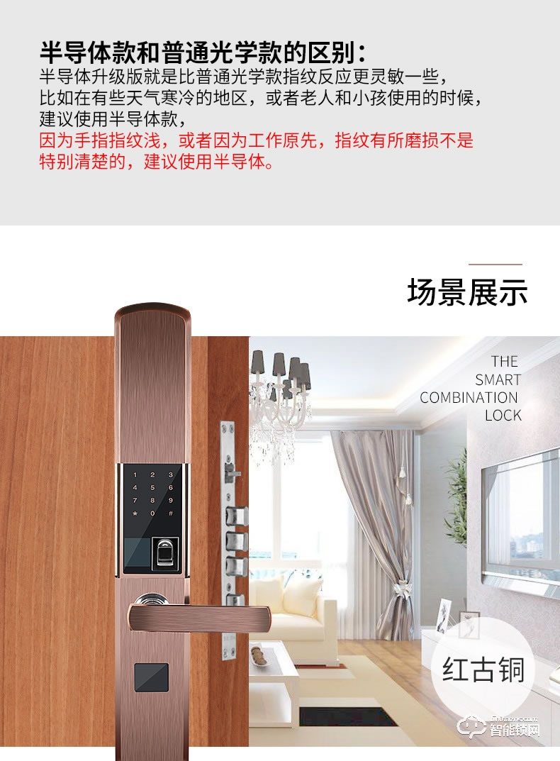 智聯美家智能鎖 M0506自動下滑蓋智能密碼鎖