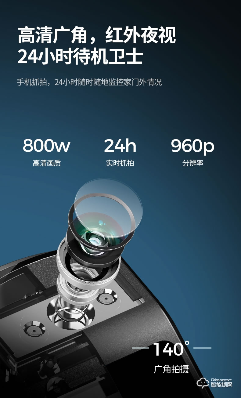 AOC智能鎖 E6S全自動(dòng)WIFI帶攝像頭遠(yuǎn)程監(jiān)控可視對講智能鎖