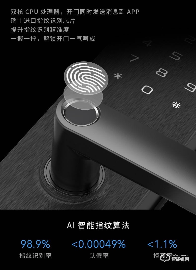 移康智能鎖 E100pro家用把手識別指紋智能鎖