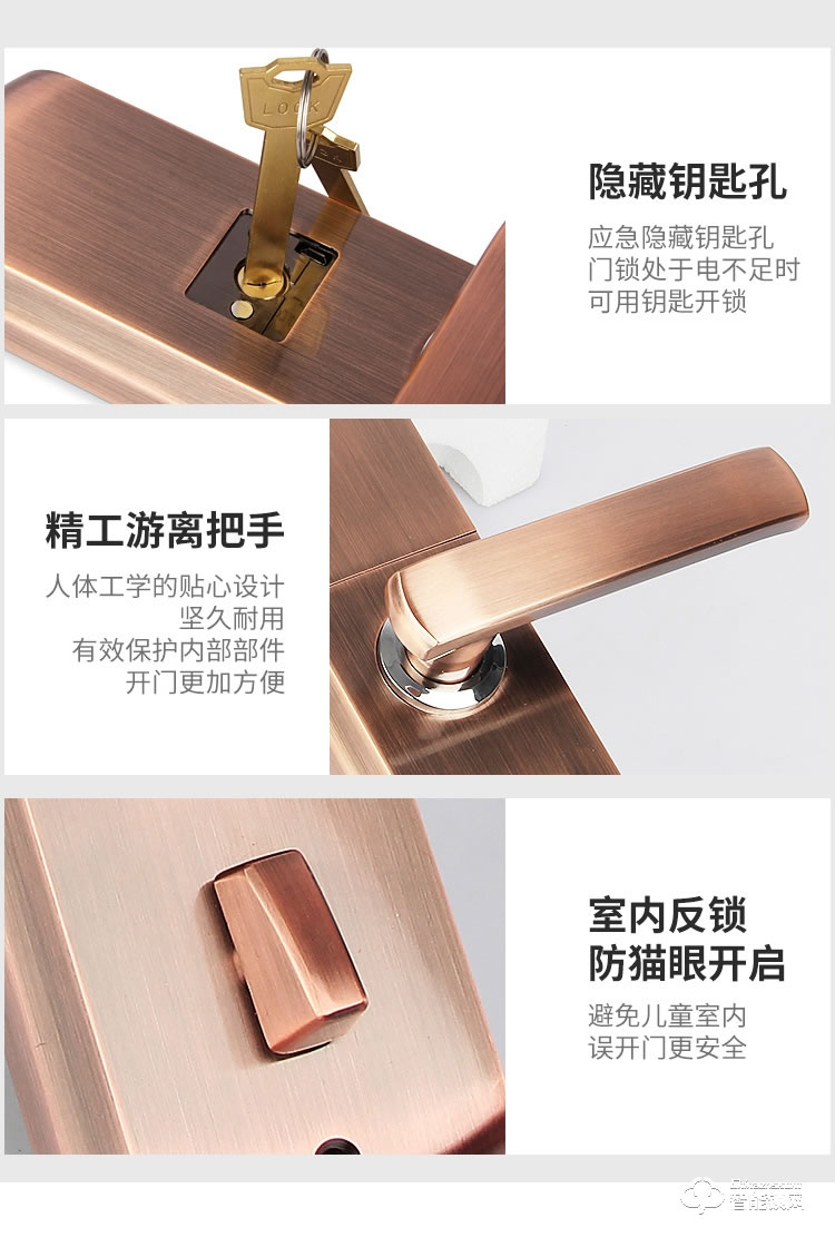 艾創(chuàng)米智能鎖 A4家用密碼鎖防盜門刷卡鎖