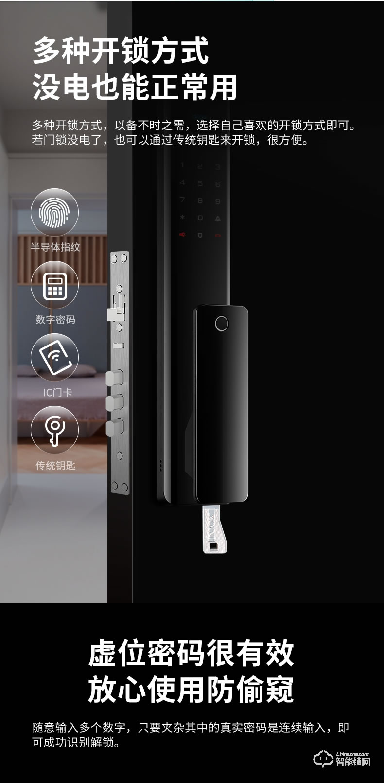 aigo愛國者智能鎖 A05家用防盜門鎖通用型密碼鎖