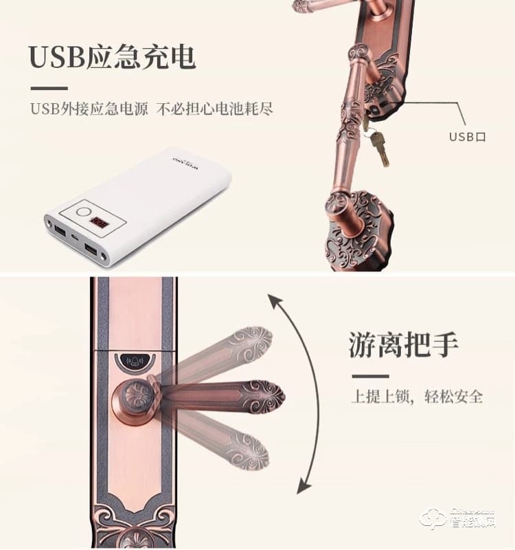 索立捷智能鎖 S-128防盜門歐式半自動別墅門指紋智能鎖