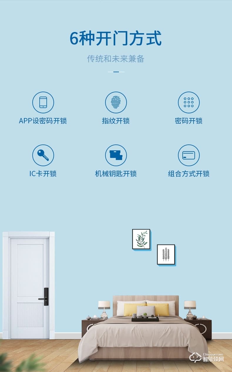 skn智能鎖 M6家用防盜門密碼鎖電子鎖