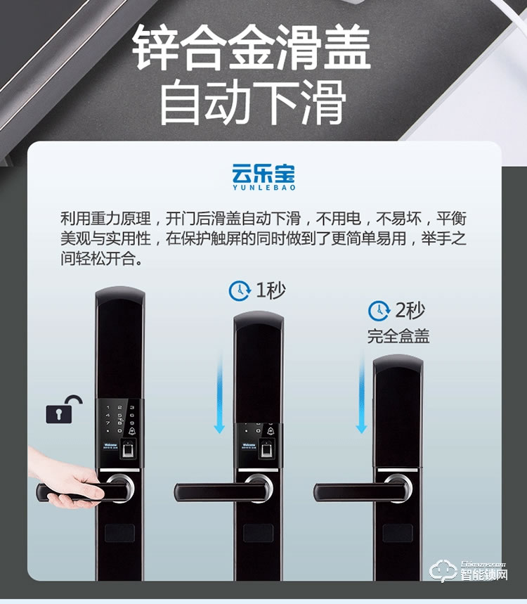云樂寶智能鎖 H1半自動(dòng)電子指紋密碼鎖