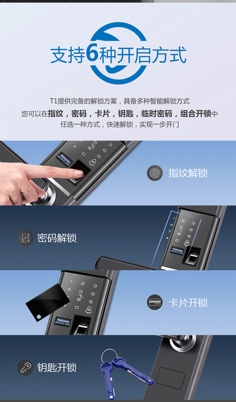 云樂寶智能鎖 H1半自動(dòng)電子指紋密碼鎖