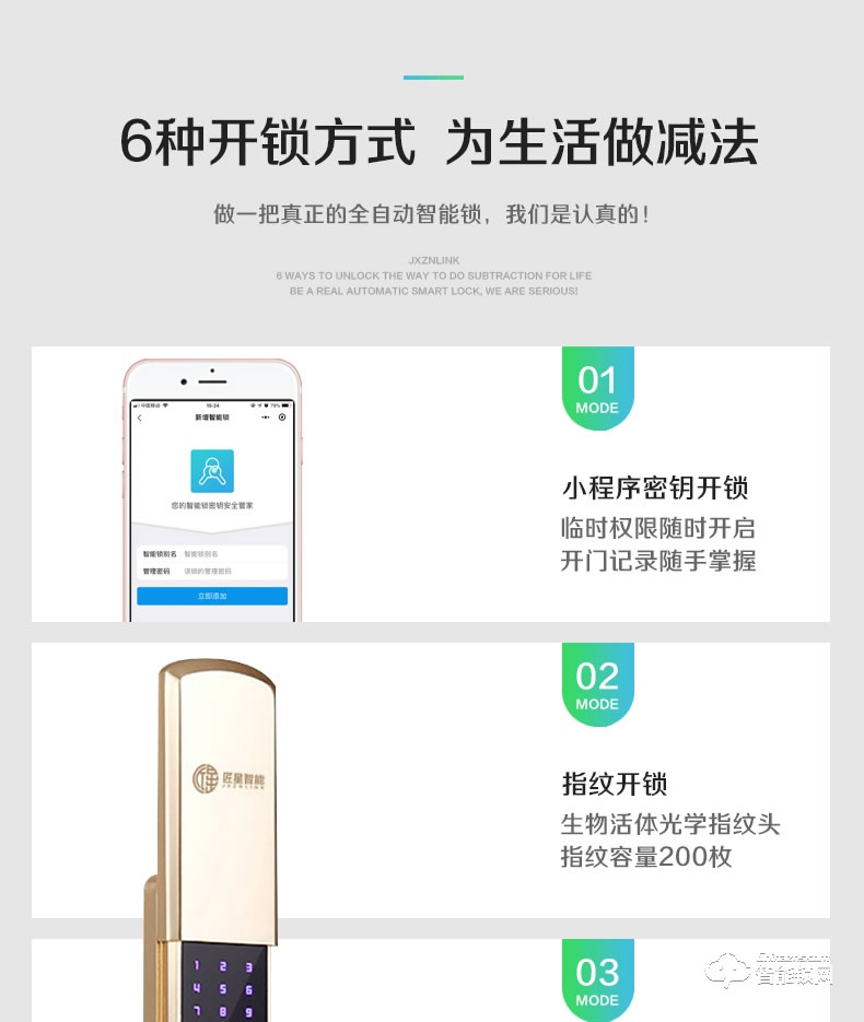 匠星智能鎖 JB300室內指紋鎖民宿密碼鎖