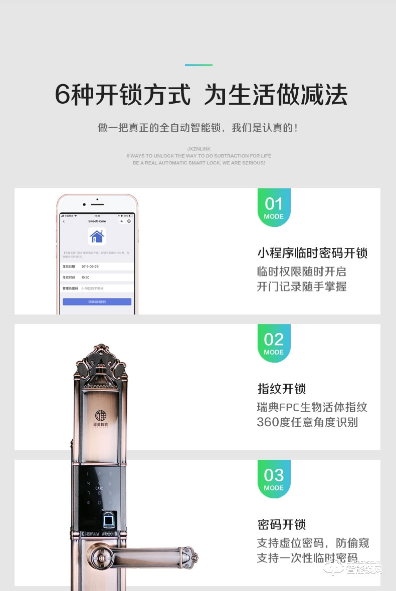 匠星智能鎖 JP2s室外防水別墅雙開門智能鎖