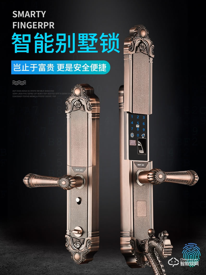 幻侶智能鎖 龍頭別墅門全自動(dòng)雙開門智能密碼鎖