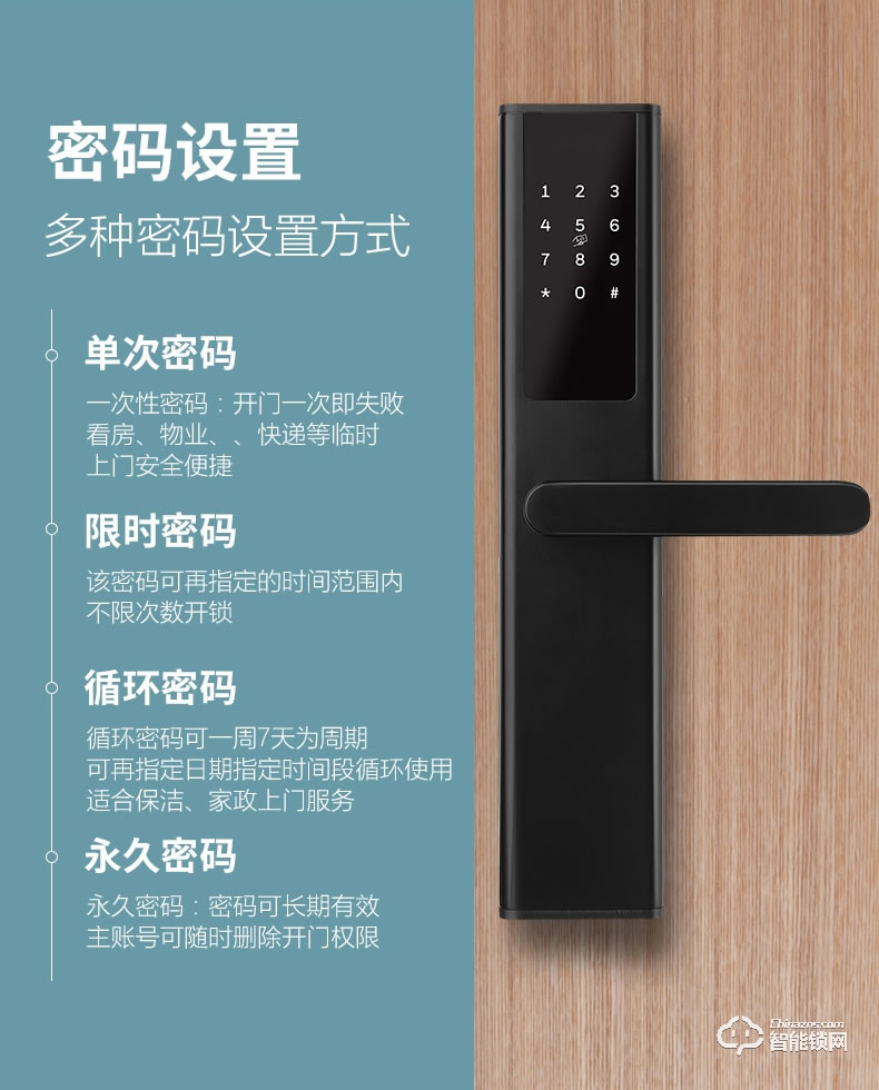 云訊智能鎖 H3智能防盜門出租房遠程鎖