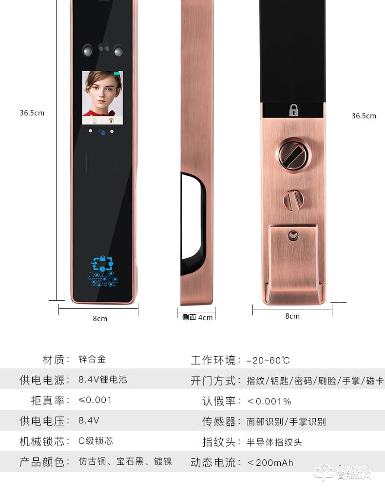 邦臣智能鎖 F3全自動人臉識別鎖大門鎖