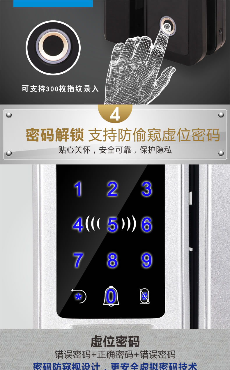 新視圖智能鎖 X380雙門免開孔玻璃門指紋鎖