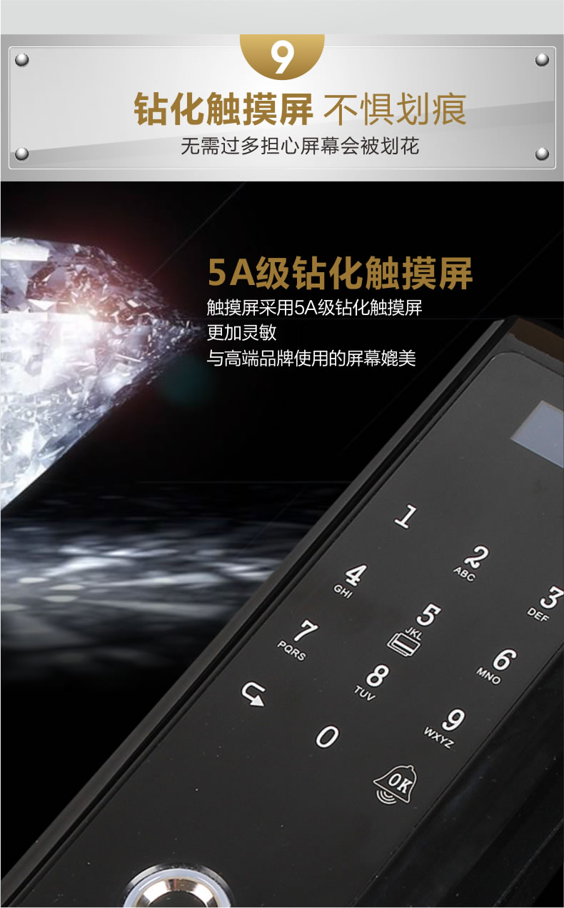 新視圖智能鎖 X380雙門免開孔玻璃門指紋鎖