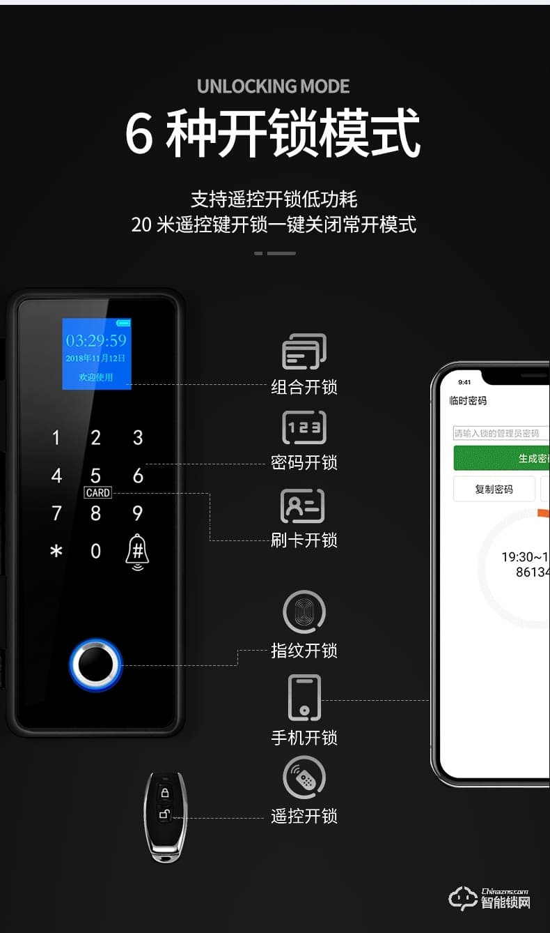 新視圖 ZZL002指紋鎖免開孔玻璃門鎖