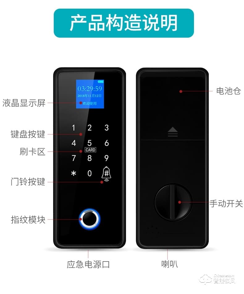 新視圖 ZZL002指紋鎖免開孔玻璃門鎖