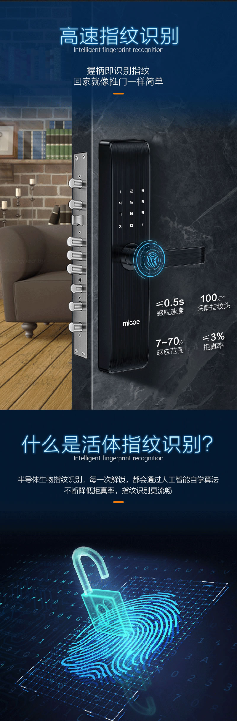 四季沐歌智能鎖 ZNS04家用防盜門(mén)鎖電子鎖