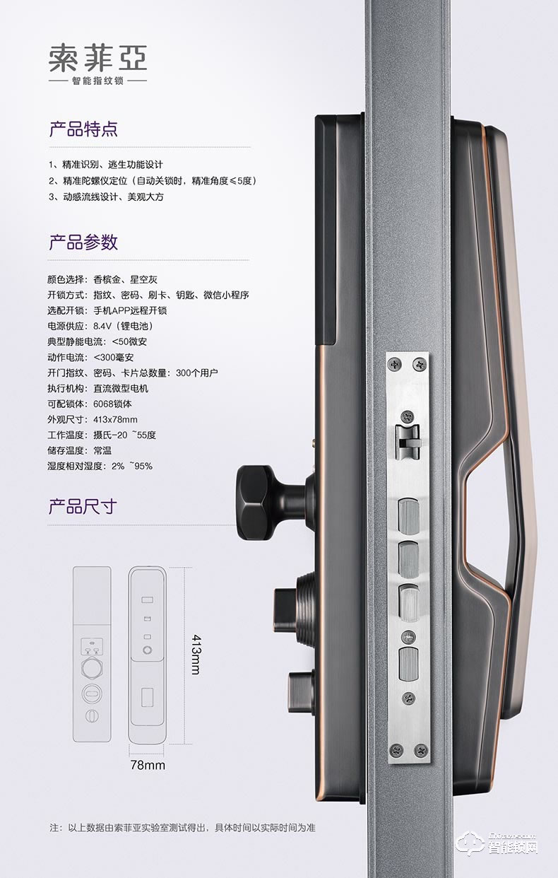 索菲亞智能鎖 S22防盜門家用電子密碼鎖