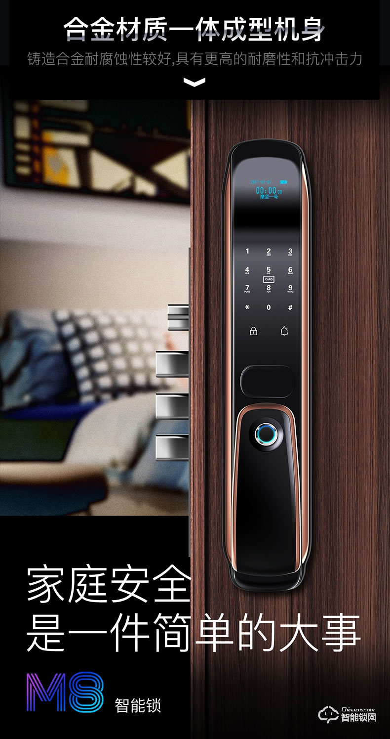 摩堅智能鎖 MJ002家用防盜門木門磁卡遠程鎖
