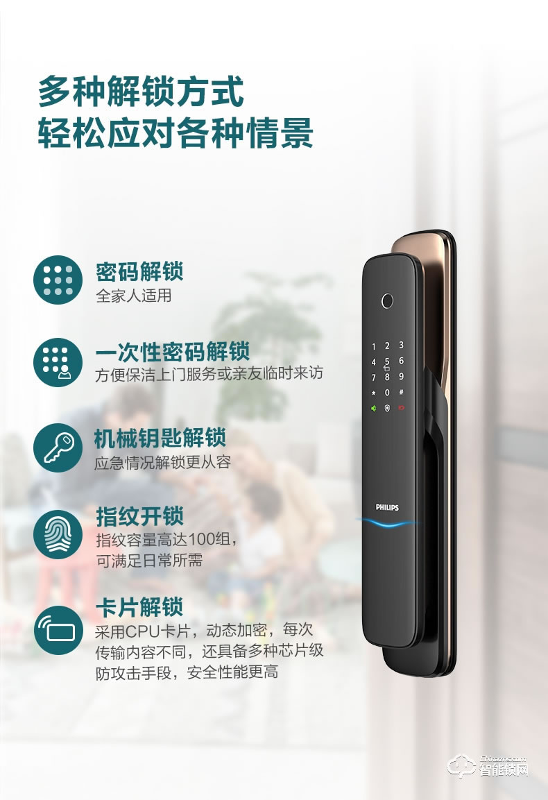 飛利浦智能鎖 DDL703K家用入戶門木門密碼鎖