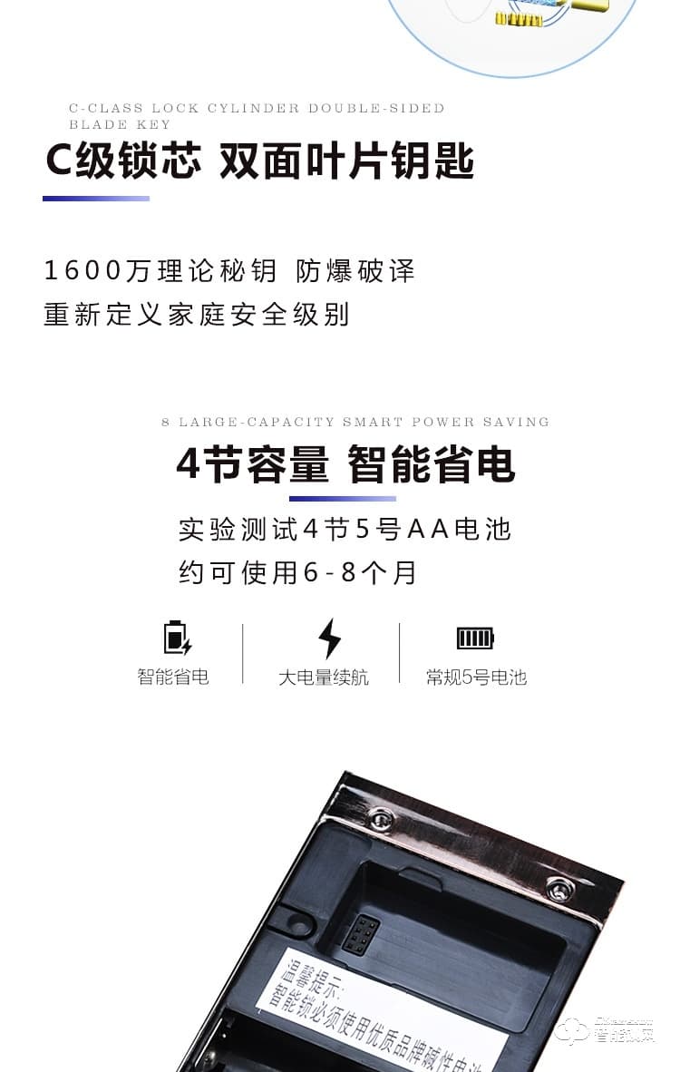 巨石智慧智能鎖 Z8不銹鋼木門防盜門智能鎖