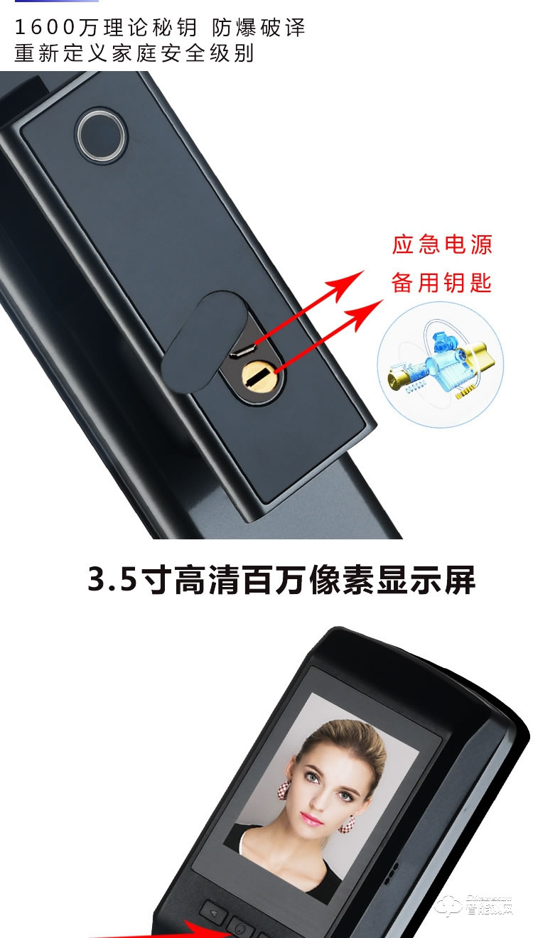 巨石智慧智能鎖 F5全自動可視家用指紋鎖