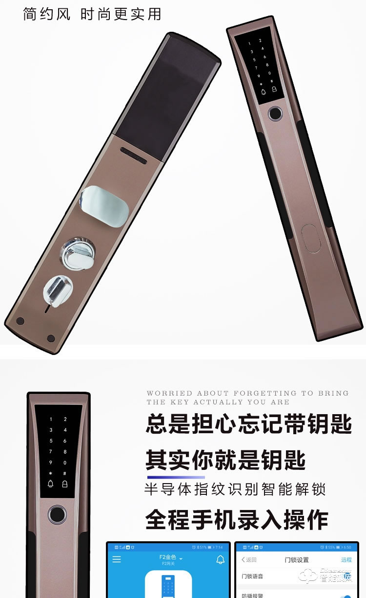 巨石智慧智能鎖 F2別墅大門鎖家用防盜門鎖