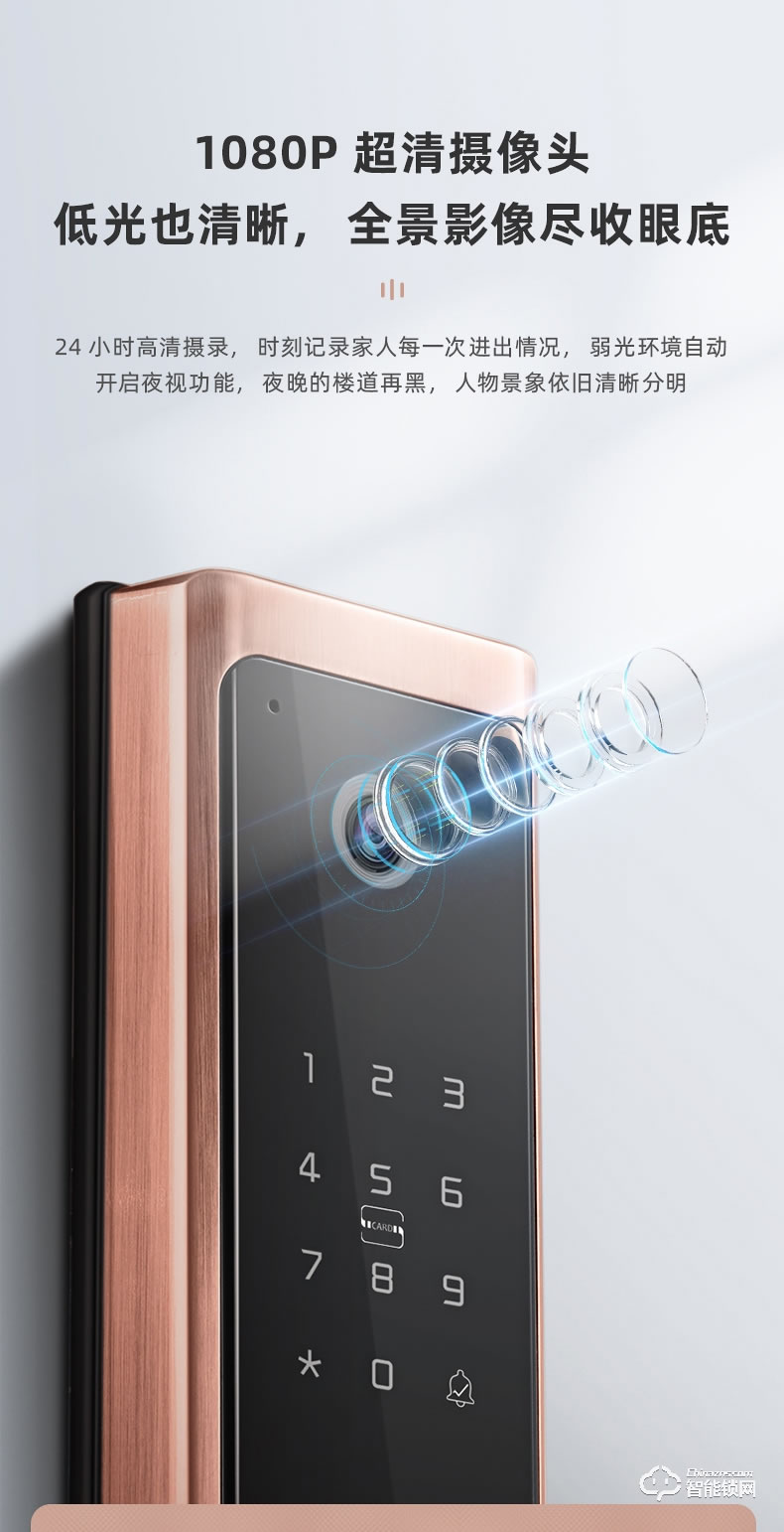 琨山通用智能鎖 D7家用防盜門視頻智能鎖