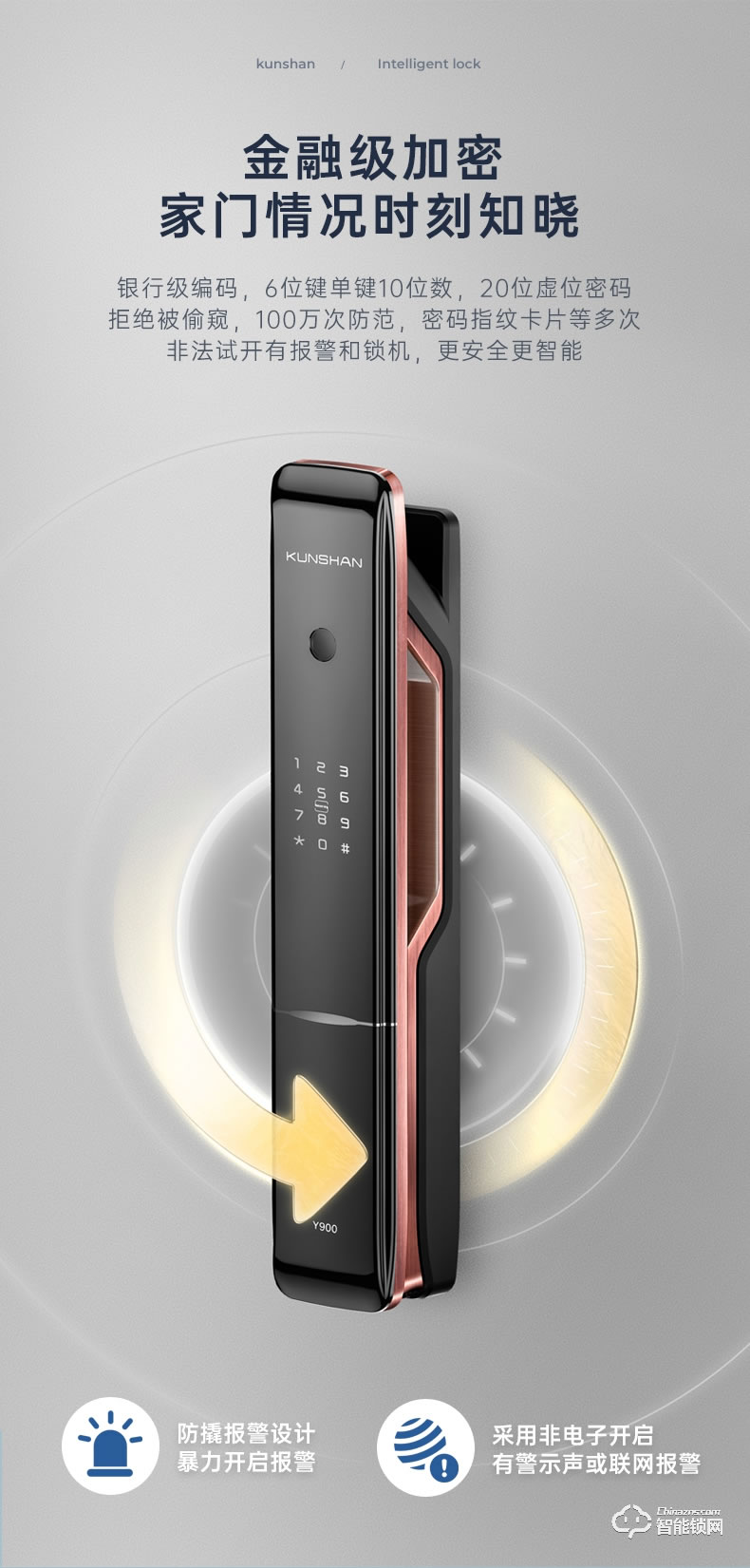 琨山通用智能鎖 Y900全自動(dòng)密碼鎖智能鎖