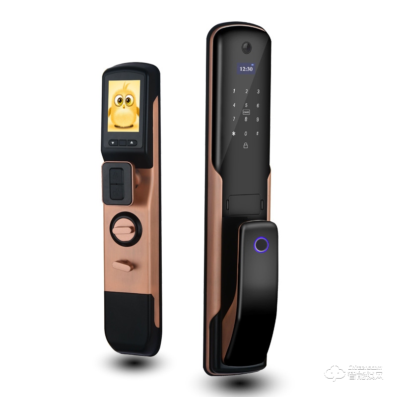 金咔噠智能鎖 全自動帶貓眼視頻指紋密碼鎖