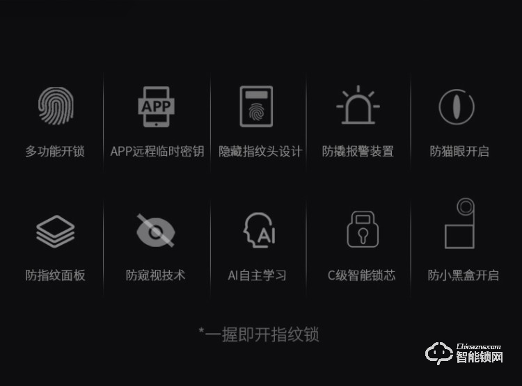 韓后智能鎖 KH-102一握開(kāi)指紋鎖防撬報(bào)警智能鎖