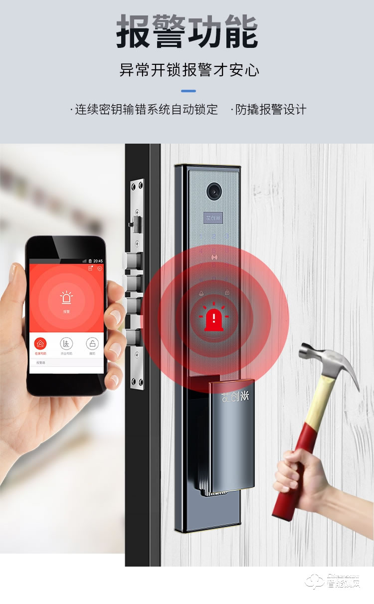 艾創(chuàng)米智能鎖 Q5L監(jiān)控攝像頭視頻貓眼指紋鎖