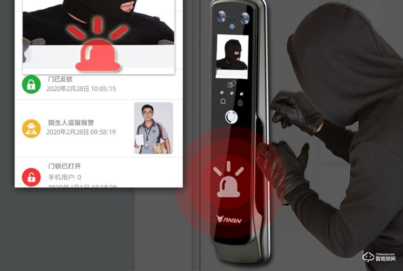 RNBN智能鎖 K10全自動(dòng)人臉識(shí)別智能鎖密碼鎖