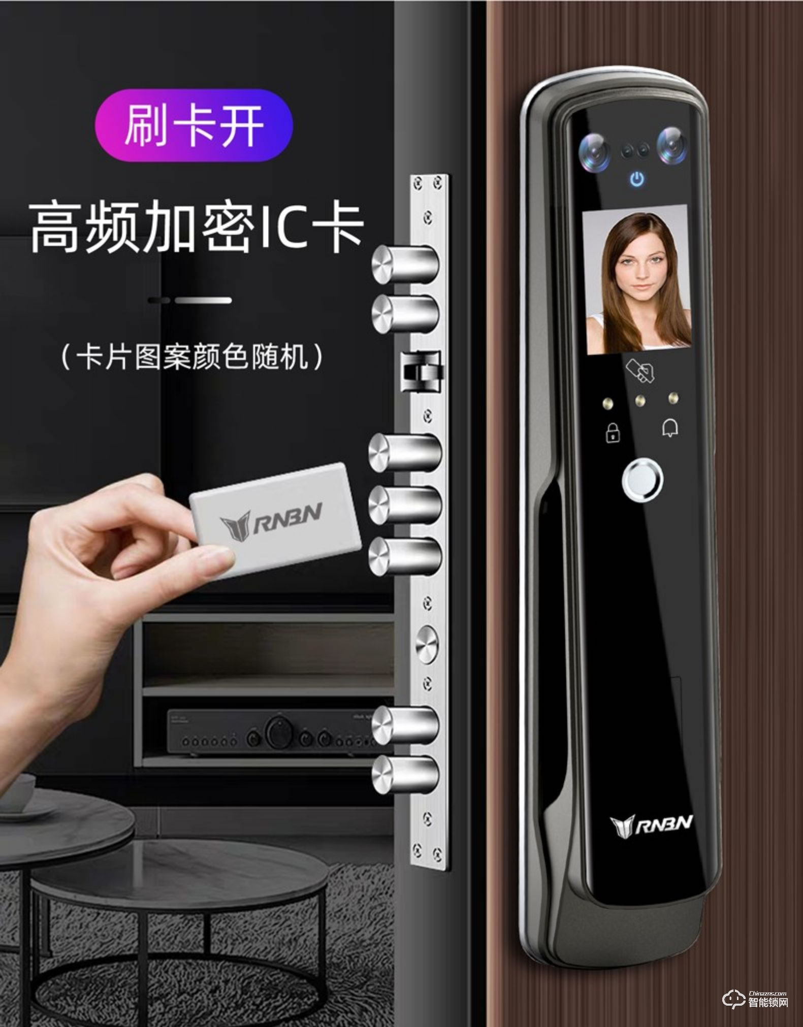 RNBN智能鎖 K10全自動(dòng)人臉識(shí)別智能鎖密碼鎖