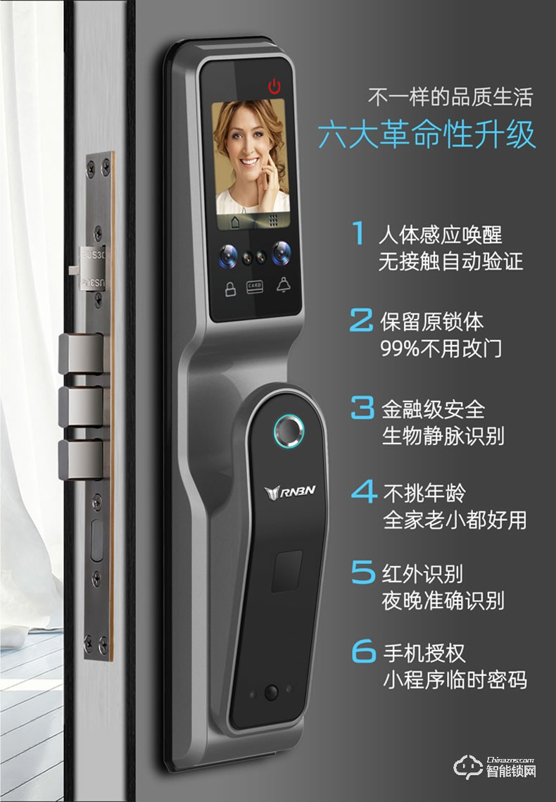 RNBN智能鎖 V9全自動(dòng)人臉識(shí)別鎖密碼鎖
