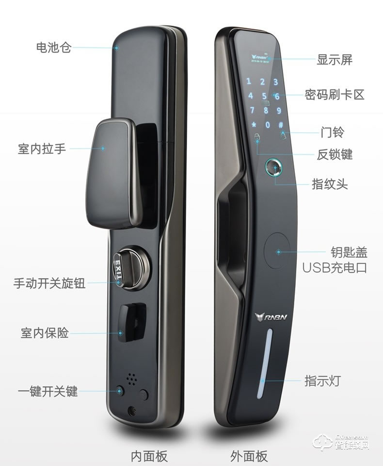 RNBN智能鎖 K8全自動智能鎖家用防盜門指紋鎖