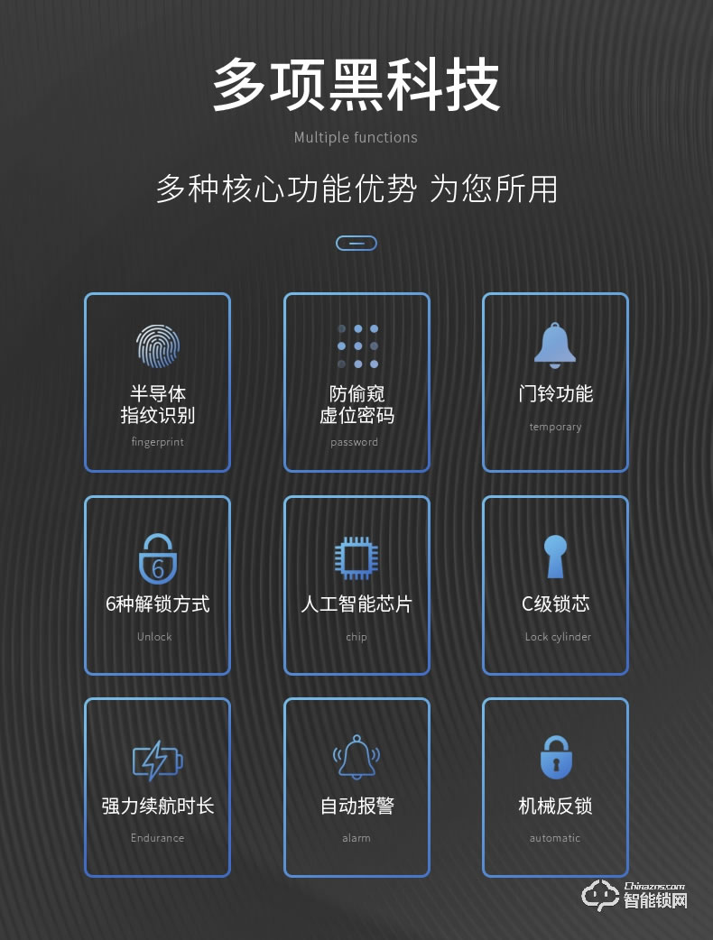 互威智能鎖 229家用防盜門入戶門智能門鎖