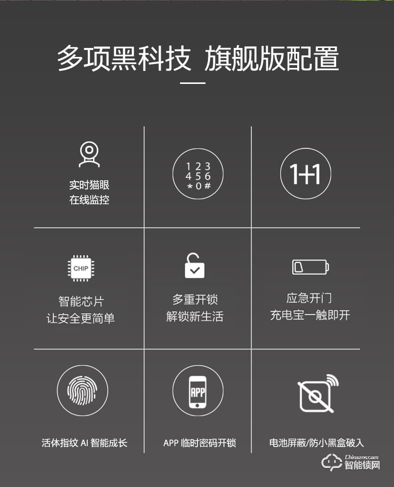 華拓智能鎖 H3X全自動內置快開把手防盜門鎖