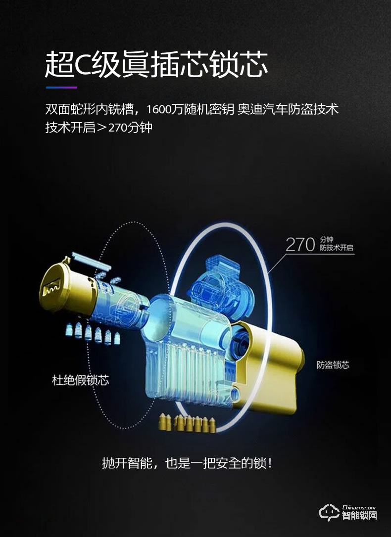 華拓智能鎖 H3X全自動內置快開把手防盜門鎖