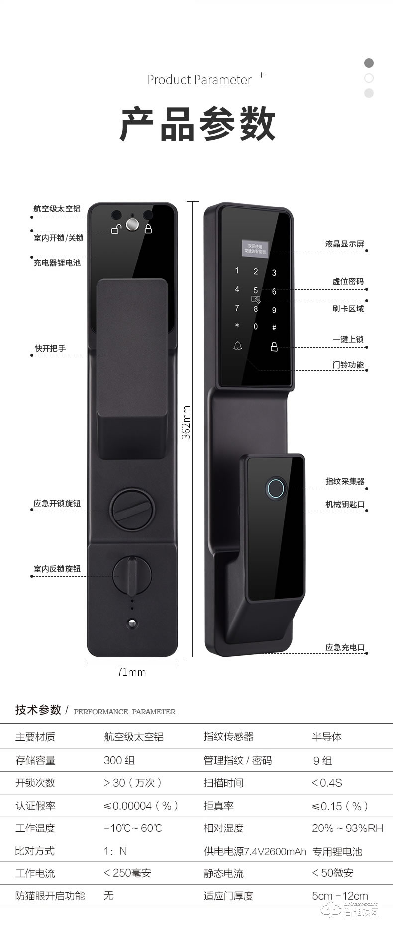 英菲迪爾智能鎖 U12推拉式智能密碼鎖